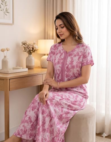 Image of Nighty| Nighty for Women Stylish| Alpine Nighty for Women| Night Gown for Women Stylish| Sleek A-Line Silhouette| Breathable Alpine Fabric|