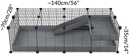 C&C Cage for Guinea Pig 4x2 with Lid & Ramp by KAVEE - Gray coroplast