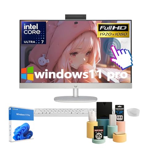Image of HP Touchscreen All-in-One Desktop Computer, 27 inch FHD IPS Display(1920 x 1080), Intel 12-core Ultra 7 155U (Up to 4.8 GHz), Windows 11 Pro, w /Accessories, Wi-Fi 6, Intel Graphics,64 GB DDR5, 1 TB SSD