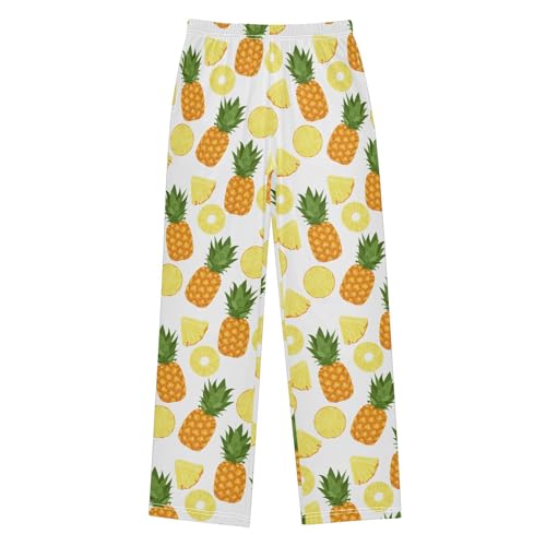Boys' Pants Tropical Pineapple Tropical Fruit Slice Long Bottoms Elastic Waist Trousers with Pockets S-XL