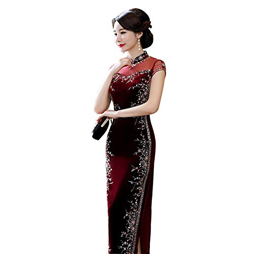 YYH Cheongsam De Mujer, Vestido Tradicional Chino Seda De Mujer Satén Cheongsam...