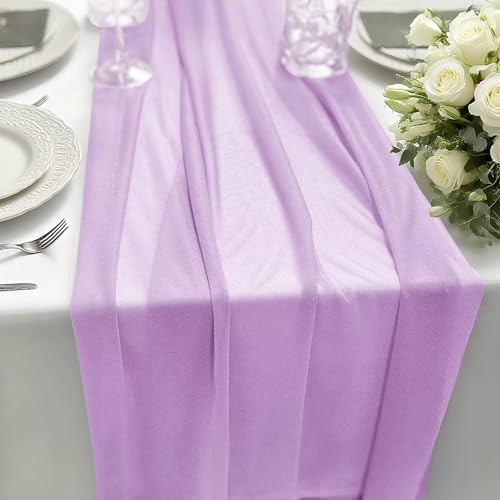 Chemin de Table en Mousseline Violet, 70 x 300 cm, 1 Pièce, Chemin de Table en Tissu Décoration de Table, Ruban de Table Décoratif Mariage, Décoration de...