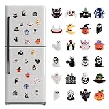 24 Pcs Mini Halloween Fridge Magnets, 1 Inch 3D Halloween Refrigerator Magnets Decorations, Pumpkin Ghost Spider Bat Cat Fridge Magnetic Decorations for Party Supplies, Refrigerator, Whiteboard Decor