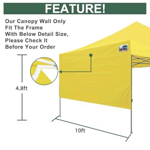 Image of Eurmax USA 10x4.8 Pop Up Canopy SunWall-UV Protection for Tents,Blocks Sunlight&Wind,Water Resistant Side Wall Only,Easy Hook & Loop Installation,Fit for 10FT Straight Leg Shelters&Gazebo,Yellow
