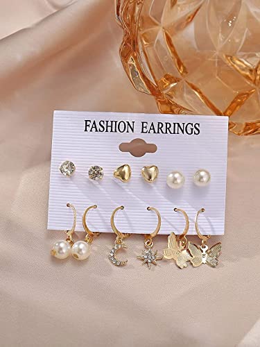Image of Shining Diva Fashion Stylish Combo Design 6 Pairs Metal Earrings for Women and Girls (F12787er)