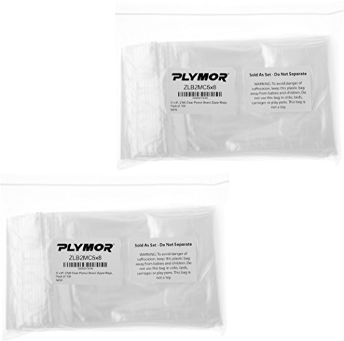 Plymor 5 x 8 inch, 2 Mil Zipper Reclosable Bags (Pack of 200) image 4