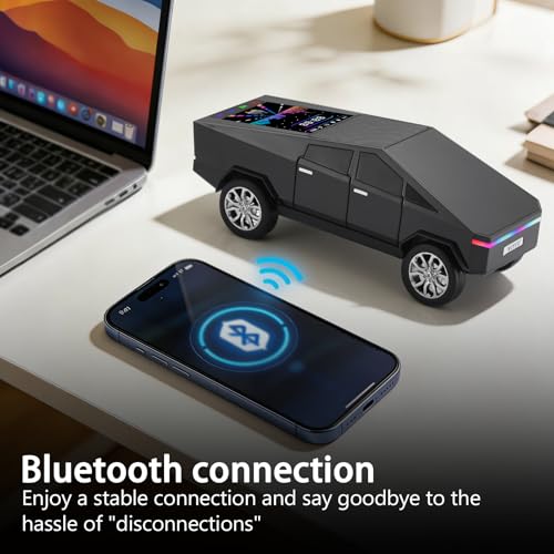Image of WSTER WS-580 Cyberpunk Truck Bluetooth Speaker with Display (Black) | Cyberpunk Truck Design, Display Screen & LED Lights, TWS Stereo & FM Radio, USB /TF Playback, Built-In Mic