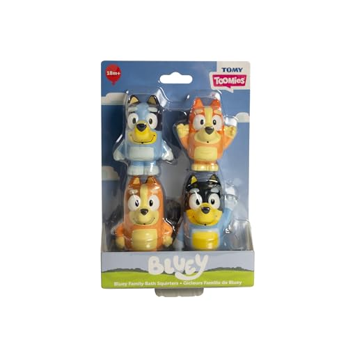 Toomies Bluey Squirter 4-Pack Bath Toy Set With Bluey Bingo Mum And Dad Water Squirting Fun For Toddlers Designed For Little Hands Promotes Motor Skills Creative Play Ages 18 Months plus