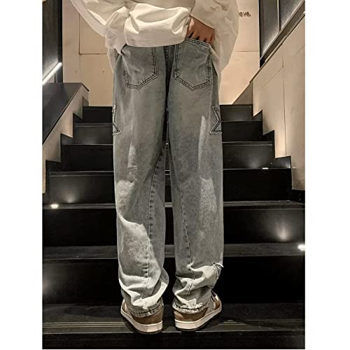 Calça De Jeans De Calça De Calça Do Hip Hop Masculino, Calças Retas De Pernas Retas De Pernas Largas