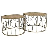 Marque: L'Héritier Du Temps L\'Héritier Du Temps Lot de 2 Tables Basses Consoles Guéridons Mobilier de Salon en Métal Doré 2 Tailles