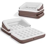 TXZ outdoor Full Size Air Mattress for Inflatable Portable Blow Up Mattress Sofa Bed with Flocked top-Double Air Couch for Tent Camping(Dark Brown)