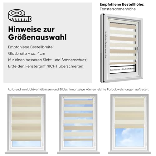 Sekey Doppelrollo Klemmfix ohne Bohren für Fenster, Zweifarbig Doppelrollo 100 cm breit, Duo Rollo Jalousie Sonnenschutz, 100x150cm… – Ansicht 4