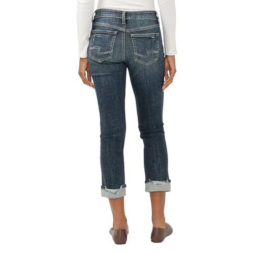 Silver Jeans Co. Women's Suki Mid Rise Curvy Fit Straight Crop Jeans3