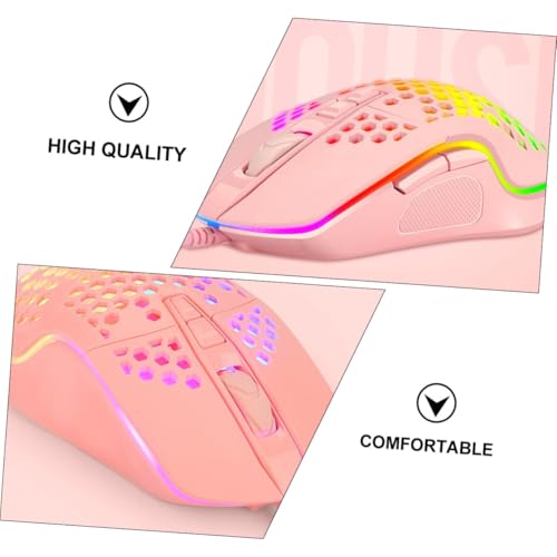 Souris gaming filaire rose avec éclairage ajouré et DPI réglable pour PC