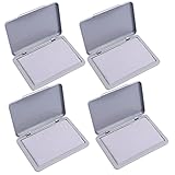 4Pcs Iron Box Blank Empty Ink Pad No Ink DIY Ink Stamp Pad for Ink Refill DIY Painting Scrapbooking Craft Project, Rectangular