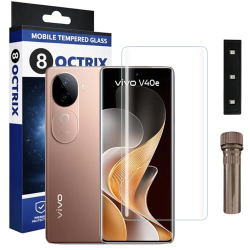 Image of Premium Curved UV Tempered Glass Screen Protector for Vivo V40e | Transparent | Pack of 1 | Full Screen Coverage with UV Installation Kit