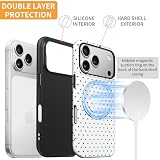 Reownest Magnetyczne etui do iPhone'a 17 Pro, kompatybilne z MagSafe, urocze, estetyczne etui na telefon w kropki, miękkie TPU i twardy PC, odporne na wstrząsy, dla dziewcząt i kobiet, białe