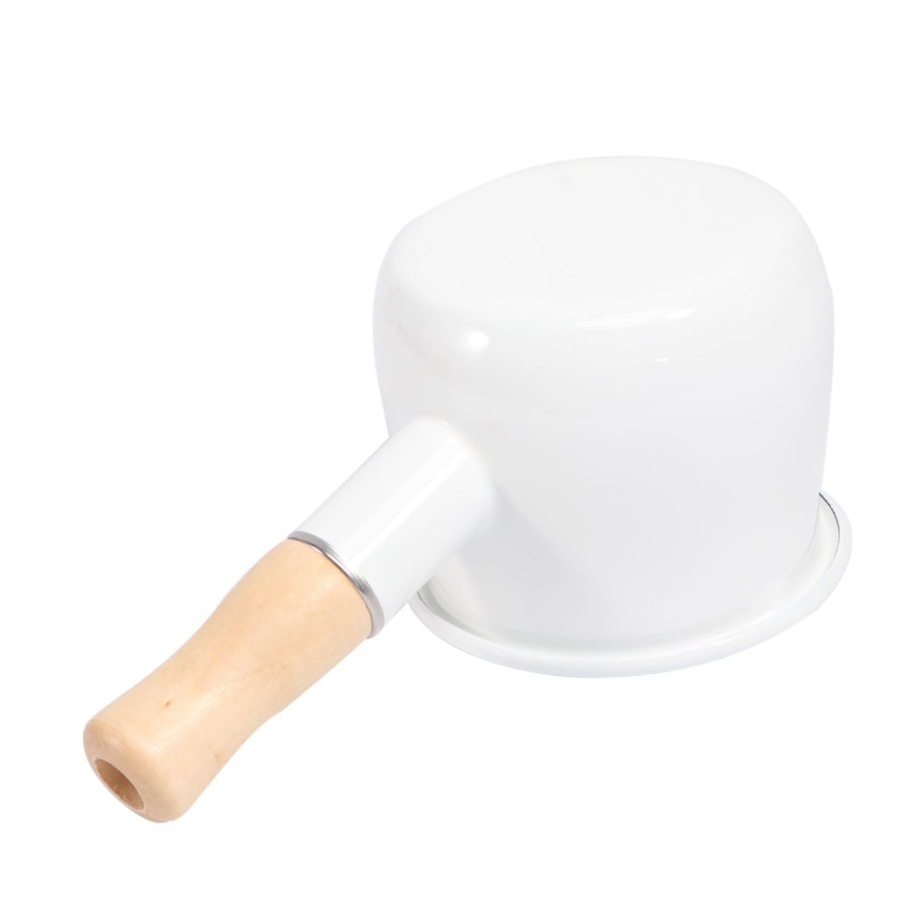 Pentola Smaltata Piccola 10cm Manico in Legno, Rosso | Latte, Riscaldamento per Caffè e Pappa, Manico Isolato e Conduzione del Calore Colore Casuale