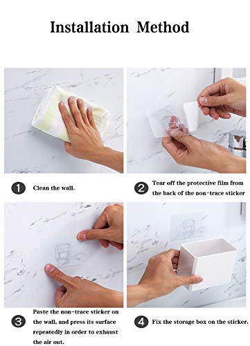 Floating Shelf Wall Mounted Plastic Storage Organizer Bin, Makeup Organizer Adhesive Bathroom Organizer Ledge Shelf For Home Decor, Kitchen, Bathroom, Office, Bedroom, Room - 4.33"X2.56"X3.74" - White #TOP5