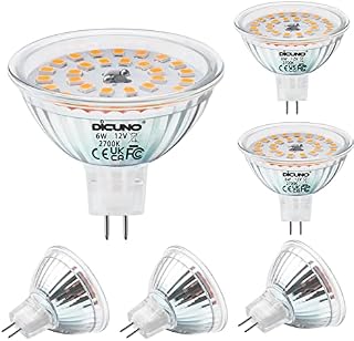 DiCUNO MR16 LED Light Bulbs 6W, GU5.3 Spotlight Bulb 12V, Equivalent to 70W Halogen, Warm White 2700K, 750LM, 120° Beam Angle, GU5.3 Bi-Pin Base Track Light, 6 Packs