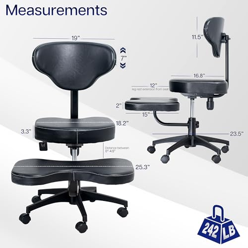 Image of VIVO Black Mobile Cross Legged Office Chair with Back Support, CHAIR-CL03B | For Yoga Meditation, ADHD, Height Adjustable, Full Swivel Seat, Holds 242 lbs