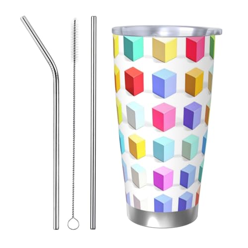 WXZYFP Taza de coche (borde plateado individual), se puede utilizar directamente una pajita o beber, fácil de usar. Cubos coloridos