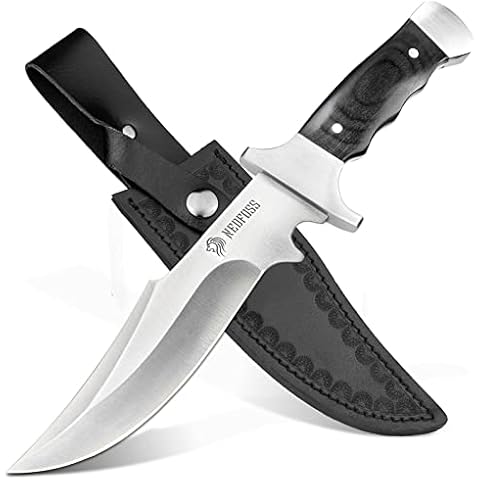 NedFoss Hunting Knife with Sheath, 10.5'' Camping Fixed Blade Knives for Men, Outdoor Bushcraft Knife with Wood Handle for Hunting, Fishing and Survival, Cool Knives Gifts for Men (Tiger) Cover