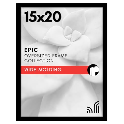 Americanflat 15x20 Picture Frame with Polished Plexiglass - Black Picture Frame - Wide Photo Frames Made of Engineered Wood for Vertical or Horizontal Wall Display - Epic Collection - Black