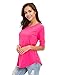 LUSMAY Womens Crew Neck Loose Fitting Tunic Shirts Cotton Casual Tops Rose Red-051 X-Large