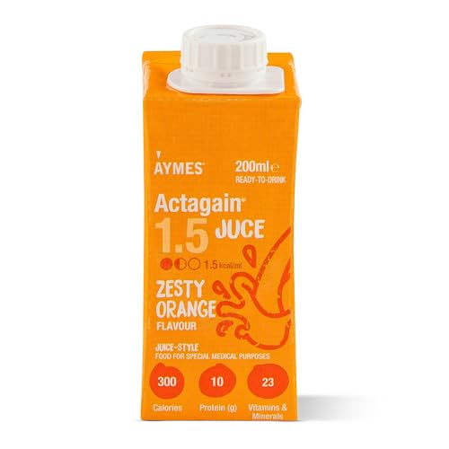 Image of AYMES Actagain Juce - Juice-Style Nutritional Drink - Zesty Orange - 24 x 200ml Cartons - Gluten Free & Fat Free - Suitable for Adults and Children Aged 6+