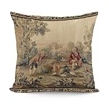 RURALS Aubusson Antique French Tapestry Decorative Pillow Covers Cozy Soft Throw Pillowcase Square C