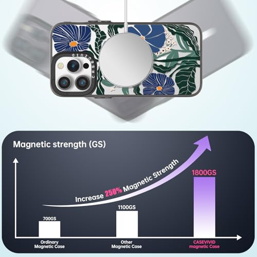 casevivid Magnetic for iPhone 14 Pro Magsafe Case Cute Aesthetic - Durable Fashion Funny Phone Case - Girly Passiflora Caerulea Pattern Print Cover Design for iPhone 14 Pro 6.1" Black by casevivid - Used condition - Image 2