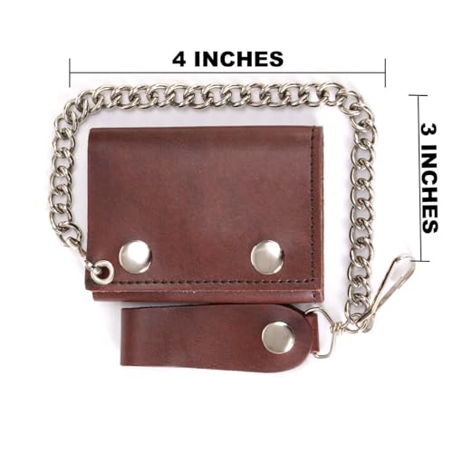 Image of Milwaukee Leather MLW7889 Men's 7.5 inch Black Premium Leather Soft Biker Wallet - Bi-Fold Anti-Theft Stainless Steel Chain