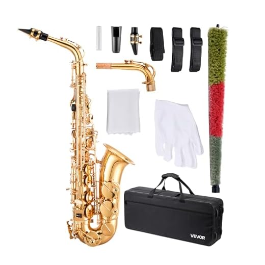 VEVOR Saxofón Alto en Mi Bemol, Juego de Saxofón Bend con Estuche, Boquilla, Correas, Paño de Limpieza, Guantes, Grasa, Correa para el Cuello, 23 Llaves para Músicos de Todos Los Niveles, Dorado