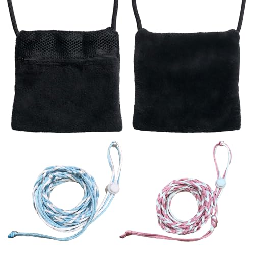 2 Pics Sugar Glider Pouch and 2 Pics Hamster Leash Small Animal Carry Pouch with Adjustable – Cozy & Portable Habitat for Small Pets (Hamsters, Rat, Marmosets, Squirrels)