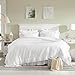 Cupocupa White Queen Comforter Set, 3Pcs Ruffle Comforters Queen/Full Size Farmhouse Bedding Sets with Comforter, Lightweight Fluffy Soft Shabby Chic Bedding Comforter Sets