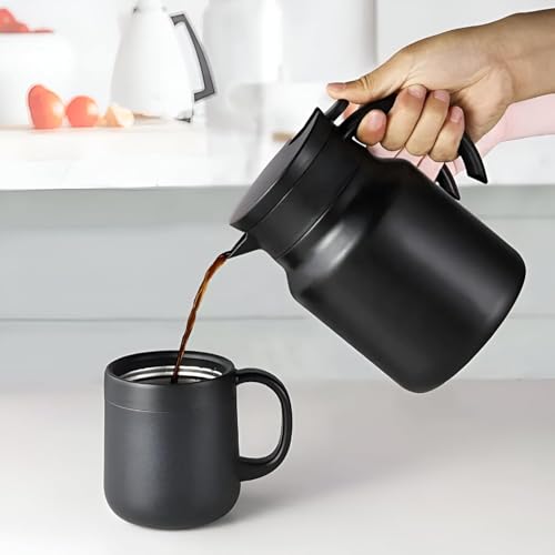 Image of Thermal Tea & Coffee Kettle with Infuser | 1000ml Insulated Stainless Steel Carafe, Hot & Cold Beverage Server, Dustproof Vacuum Flask Jug | for Home, Office, Party & Travel