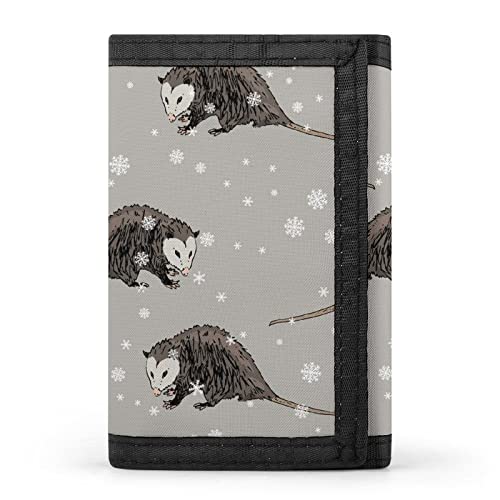 FunnyStar Opossum Small Trifold Wallets Front Pocket Wallet With Money Clip Holder ID Credit Card Slots And Key Ring