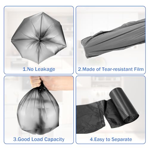Lot de 420 petits sacs poubelle de 3 l - 30 x 35 cm - Pour mini poubelle de table, petits sacs poubelles, poubelles - Pour cuisine, salle de bain, bureau, voiture - Noir – vue 3
