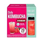 Garden Kombucha Tea, Powder 5g x 20 Sachets (100g/3.52oz) Probiotics, Prebiotics, Sugar Free, Diet Tea, Healthy Drink with Bottle (FREE BOTTLE SHAKER) (SevenBerry)