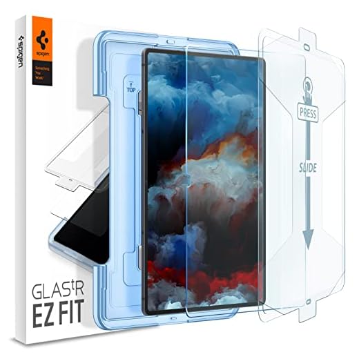 Spigen Glas.tR EZ Fit Skärmskydd kompatibel med Samsung Galaxy Tab S8 Ultra, 14.6 tum, med Sjabloon voor Installatiem, Kristallklart, Responsiv Touch, 9H härdat glas