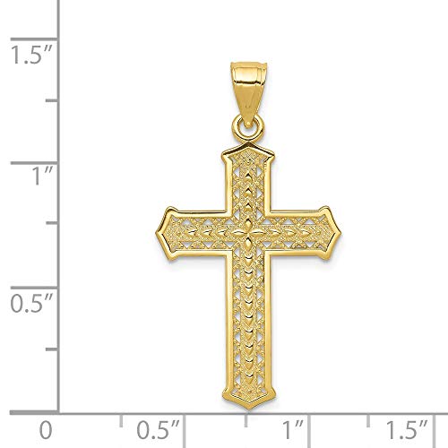 Solid 10K Yellow Gold Cross Pendant Charm - 35Mm X 19Mm - Jewelry Gifts For Women Wife Mom Gifts For Men Husband Dad #TOP2