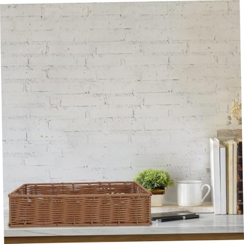 Cesta de exhibición de pan Alipis rectangular marrón de plástico y hierro para snacks 6