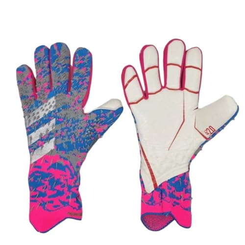CarXs Longcanhui Luvas de guarda-redes de futebol, luvas de treino de guarda-redes fortes, antiderrapantes e respiráveis para adultos e crianças (rosa cinzento, 8)