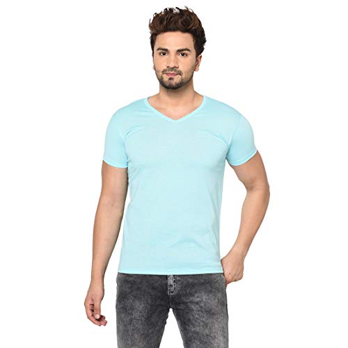 Image of Men's Cotton Blend Half Sleeve V Neck Tshirt
