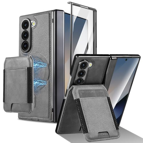 Étui en cuir amovible Samsung Galaxy Z Fold 4 gris : protégez le pliage sans encombrement