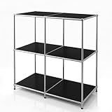 Floordirekt Regal, Metallregal, Sideboard   Schwarz, Chrom, 80Hx80Bx40T cm   Modulares Stecksystem im modernen Design, Metall Regal für Wohnzimmer, Büro, Flur   Würfelregal Concept Epure MK 027