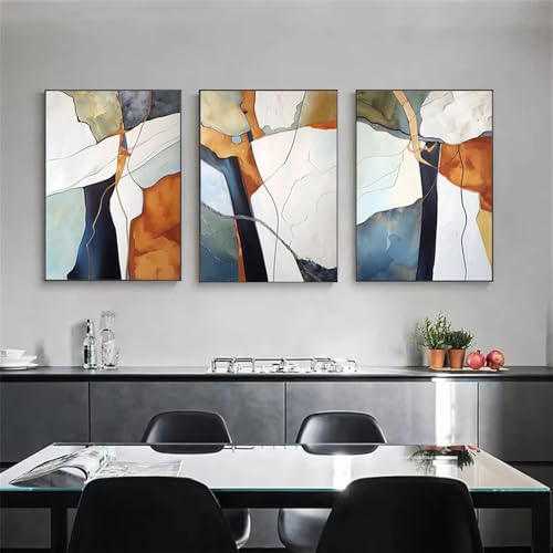 Láminas de lienzo azul y naranja de 50x70 cm para cuadros de salón nórdicos modernos