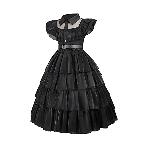 Ttiaoyu Wednesday Addams Costume Girls Dress Up For Kids Toddler Family Princess Merlina Cosplay Party Dress (2-3 Years) #TOP1