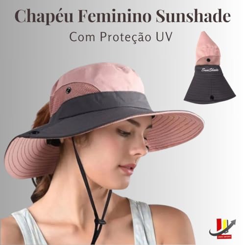 Chapéu de sol com aba larga filtro UV (ROSA NUDE)